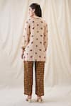 Shop_Soup By Sougat Paul_Beige Cotton, Silk Embroidery Collared, Gulzaar Printed Kurta Set With Jacket _at_Aza_Fashions