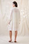 Shop_Soup By Sougat Paul_White Linen Embroidery Collared Gulzaar Appliqued Dress _at_Aza_Fashions