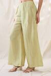 Shop_Soup By Sougat Paul_White Linen Embroidery Shawl Neck Gulzaar Appliqued Co-ord Set _Online_at_Aza_Fashions