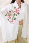 Soup By Sougat Paul_White Linen Embroidery Shawl Neck Gulzaar Appliqued Co-ord Set _at_Aza_Fashions