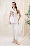 Buy_Soup By Sougat Paul_White Linen Embroidery Collared Gulzaar Appliqued Co-ord Set _at_Aza_Fashions