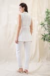 Shop_Soup By Sougat Paul_White Linen Embroidery Collared Gulzaar Appliqued Co-ord Set _at_Aza_Fashions