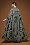 Shop_Nirraamyaa_Black Bemberg, Georgette, Viscose, Crepe Rhinestones, Designer Cape And Kurta Set _at_Aza_Fashions