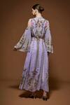 Shop_Nirraamyaa_Purple Bemberg, Crepe Rhinestones, Embroidery Keyhole Designer Kaftan With Belt _at_Aza_Fashions
