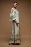 Buy_Nirraamyaa_Beige Bemberg, Crepe Rhinestones Round Neck Embellished Jacket Set _Online_at_Aza_Fashions