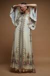 Buy_Nirraamyaa_Beige Bemberg, Crepe Rhinestones Round Neck Embellished Jacket Set 