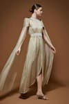 Buy_Nirraamyaa_Ivory Bemberg Rhinestones Round Neck Designer Embellished Dress 