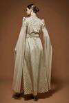 Shop_Nirraamyaa_Ivory Bemberg Rhinestones Round Neck Designer Embellished Dress _at_Aza_Fashions