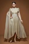 Buy_Nirraamyaa_Ivory Bemberg Rhinestones Round Neck Designer Embellished Dress _at_Aza_Fashions