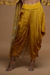 Buy_Nirraamyaa_Mustard Bemberg, Crepe Rhinestones Round Neck Embellished Jacket Set _Online_at_Aza_Fashions
