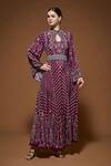 Buy_Nirraamyaa_Fuchsia Bemberg, Crepe Rhinestones Keyhole Neck Fuschia Work Tunic _at_Aza_Fashions
