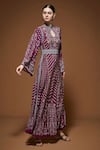Buy_Nirraamyaa_Fuchsia Bemberg, Crepe Rhinestones Keyhole Neck Fuschia Work Tunic _Online_at_Aza_Fashions