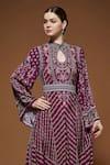 Shop_Nirraamyaa_Fuchsia Bemberg, Crepe Rhinestones Keyhole Neck Fuschia Work Tunic _Online_at_Aza_Fashions