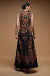 Shop_Nirraamyaa_Black Bemberg, Crepe Rhinestones Keyhole Neck Work Designer Tunic _at_Aza_Fashions