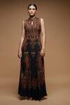 Buy_Nirraamyaa_Black Bemberg, Crepe Rhinestones Keyhole Neck Work Designer Tunic _Online_at_Aza_Fashions