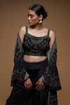 Buy_Nirraamyaa_Black Bemberg, Crepe Rhinestones Square , Round Designer Set With 