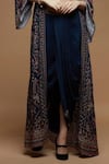 Nirraamyaa_Blue Bemberg, Crepe Rhinestones, Embroidery Round Designer Embellished Set _at_Aza_Fashions