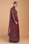Nirraamyaa_Maroon Doriya, Crepe Rhinestones, Gota Patti High Hand Embroidered Kurta Set _Online_at_Aza_Fashions