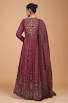 Shop_Nirraamyaa_Maroon Doriya, Crepe Rhinestones, Gota Patti High Hand Embroidered Kurta Set _at_Aza_Fashions