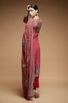 Buy_Nirraamyaa_Red Bemberg, Georgette, Crepe Rhinestones Round Fuchsia Designer Kurta Pant Set _Online_at_Aza_Fashions