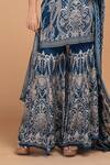Shop_Nirraamyaa_Blue Bemberg, Crepe Rhinestones Round Neck Designer Kurta Sharara Set _Online_at_Aza_Fashions
