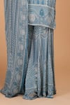 Buy_Nirraamyaa_Aqua Bemberg, Crepe Rhinestones Keyhole Neck Embellished Kurta Set 