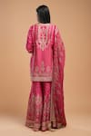 Shop_Nirraamyaa_Fuchsia Chanderi, Organza Embroidery, Rhinestones, Gota Patti Hand Kurta Set _at_Aza_Fashions