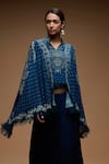 Buy_Nirraamyaa_Blue Bemberg, Crepe Designer Cape And Dhoti Pant Set _Online_at_Aza_Fashions