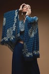 Shop_Nirraamyaa_Blue Bemberg, Crepe Designer Cape And Dhoti Pant Set _Online_at_Aza_Fashions