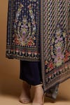 Nirraamyaa_Blue Bemberg, Crepe, Georgette Rhinestones Round Neck Designer Kurta Pant Set _at_Aza_Fashions