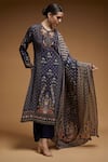 Buy_Nirraamyaa_Blue Bemberg, Crepe, Georgette Rhinestones Round Neck Designer Kurta Pant Set 