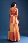 Shop_Samyukta Singhania_Multi Color Brocade, Silk Embroidery Round Neck Lehenga Set _at_Aza_Fashions