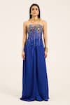 Shop_Ruhr India_Blue Organza Beads, Mirrors, Sequins Sweetheart Ink Hand-embroidered Corset Top _Online_at_Aza_Fashions