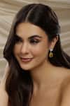 Buy_Ruby Raang_Yellow Stones Heart Shaped Earrings _at_Aza_Fashions