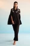 Buy_House Of Armuse_Black Twill Zari Collared Embroidered Valeska Coord Set _at_Aza_Fashions