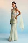 Shop_House Of Armuse_Mint Organza Sequins Halter Neck Ocean Breeze Sharara Set 