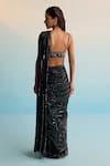 Shop_House Of Armuse_Black Georgette Cut Work, Sequins Sweetheart Neck Azure Noir Cutdana Drape Saree _at_Aza_Fashions