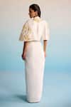 Shop_House Of Armuse_Ivory Neoprene Sequins, Cut Work Open Neck, Handpainted Skirt Set _at_Aza_Fashions