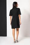 Shop_That Thing You Love_Black Crepe Embroidery Collared Honeycomb Embellished Dress _at_Aza_Fashions