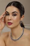 Buy_Ruby Raang_Purple Rhinestones Designer Necklace And Earrings Set _at_Aza_Fashions