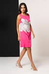 Shop_That Thing You Love_Pink Crepe Sequins Round Neck Cutdana Dress _at_Aza_Fashions