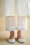Shop_172 Threads_Off White Muslin, Cotton Embroidery Split V-neck Kurta Palazzo Set 