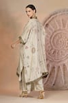 Shop_Soniya G_Gray Cotton Embroidery V-neck Grey Kaftan And Wide Legged Pant _at_Aza_Fashions