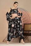 Soniya G_Black Cotton Embroidery Round Neck Shrug And Harem Pant Set _at_Aza_Fashions