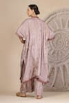 Shop_Soniya G_Mauve Cotton Embroidery V-neck Kaftan And Pant Set _at_Aza_Fashions