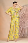 Buy_Soniya G_Yellow Muslin, Silk Embroidery Open , Round Bright Designer Set 