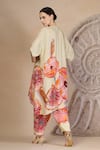 Shop_Soniya G_Ivory Muslin, Silk Split V-neck Floral Print Kurta And Farshi Salwar Set _at_Aza_Fashions