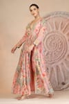 Soniya G_Pink Georgette, Muslin, Silk Embroidery Pastel Floral Anarkali And Pant Set _Online_at_Aza_Fashions