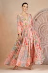 Buy_Soniya G_Pink Georgette, Muslin, Silk Embroidery Pastel Floral Anarkali And Pant Set _Online_at_Aza_Fashions