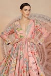 Shop_Soniya G_Pink Georgette, Muslin, Silk Embroidery Pastel Floral Anarkali And Pant Set _Online_at_Aza_Fashions